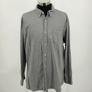 Sonoma Life Style Mens XL Grey Geometric Diamond Print Button Down Shirt L/S